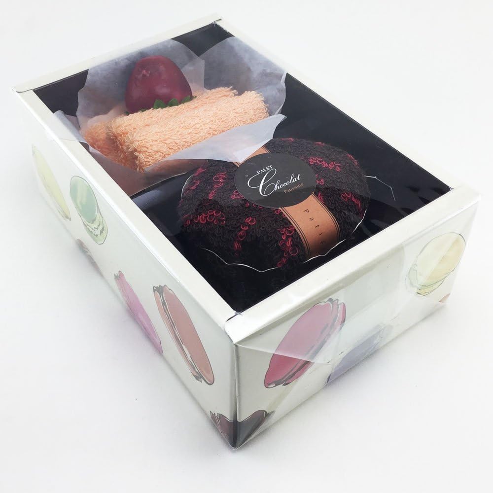 Gift Set Face Hand Towels Art Created Cake Gift Box Multi-Color 9โx 9โ inches 2 Pieces # 0105