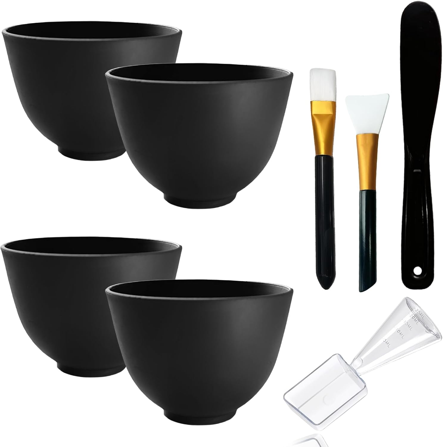 Silicone Mixing Bowl, Silicone Bowls for Facial, DIY Face Mask Mixing Bowl for Home Salon Spa Face Skin Applicator Bowl, Black