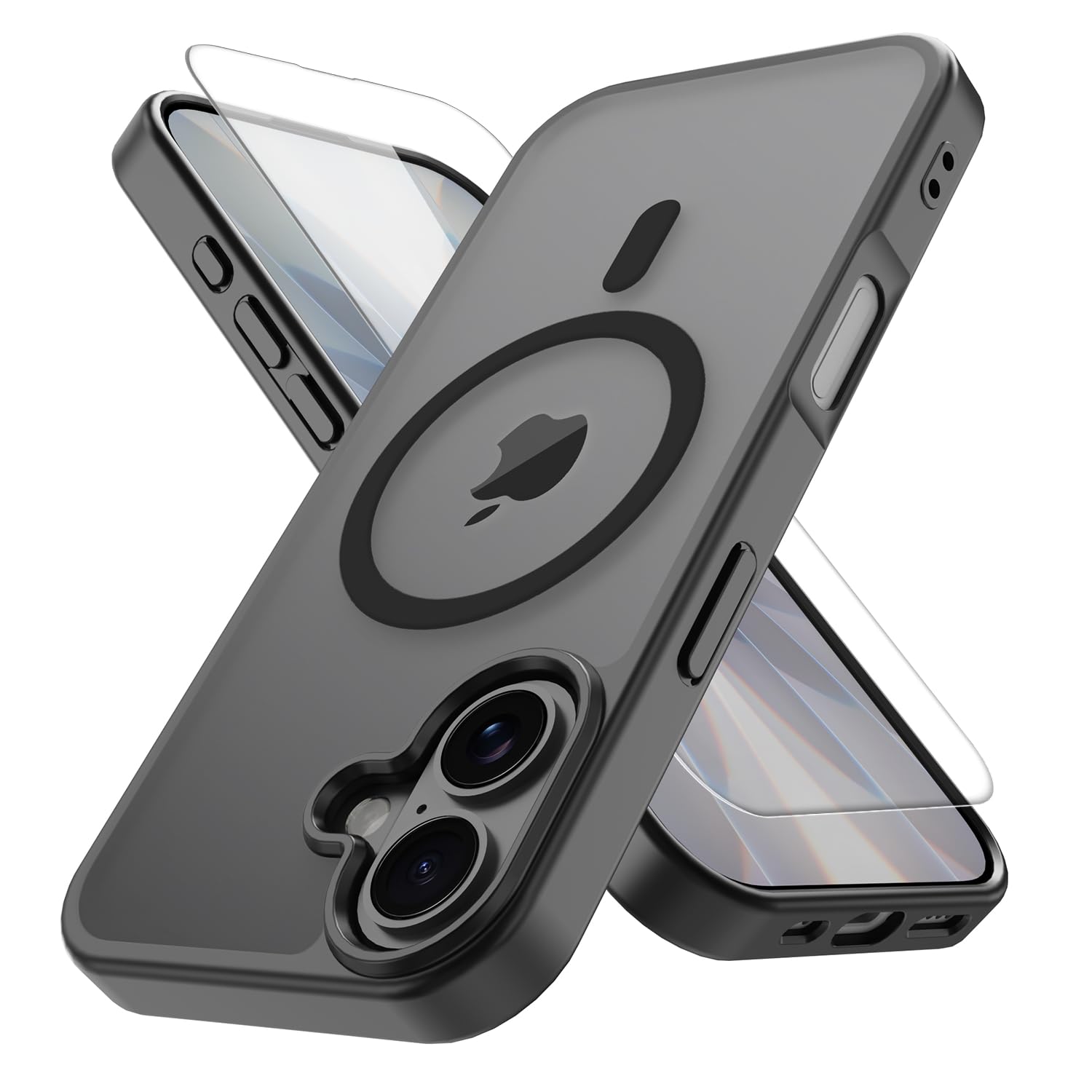 PinLiSheng Magnetic for iPhone 17 Case with 1 Screen Protector [Mil-Grade Drop Protection] [Compatible with Magsafe] Shockproof Slim Translucent Matte