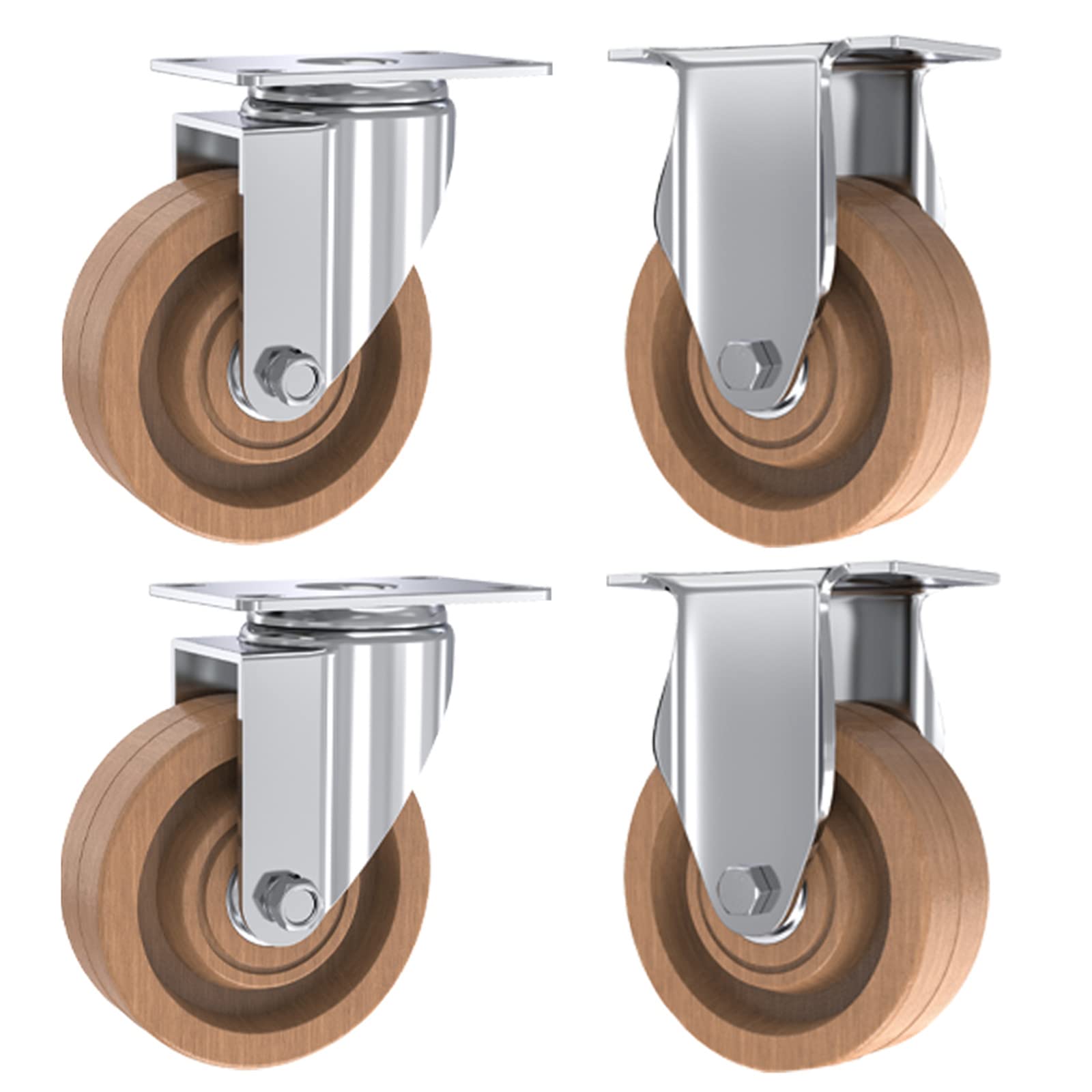 GYRAZXS 4" Heavy-Duty Swivel Cs with Brake Silent Wheels for Furniture Industrial Transport Trolley Wheels Shopping Cart Replacement 360° Rotation No Noise
