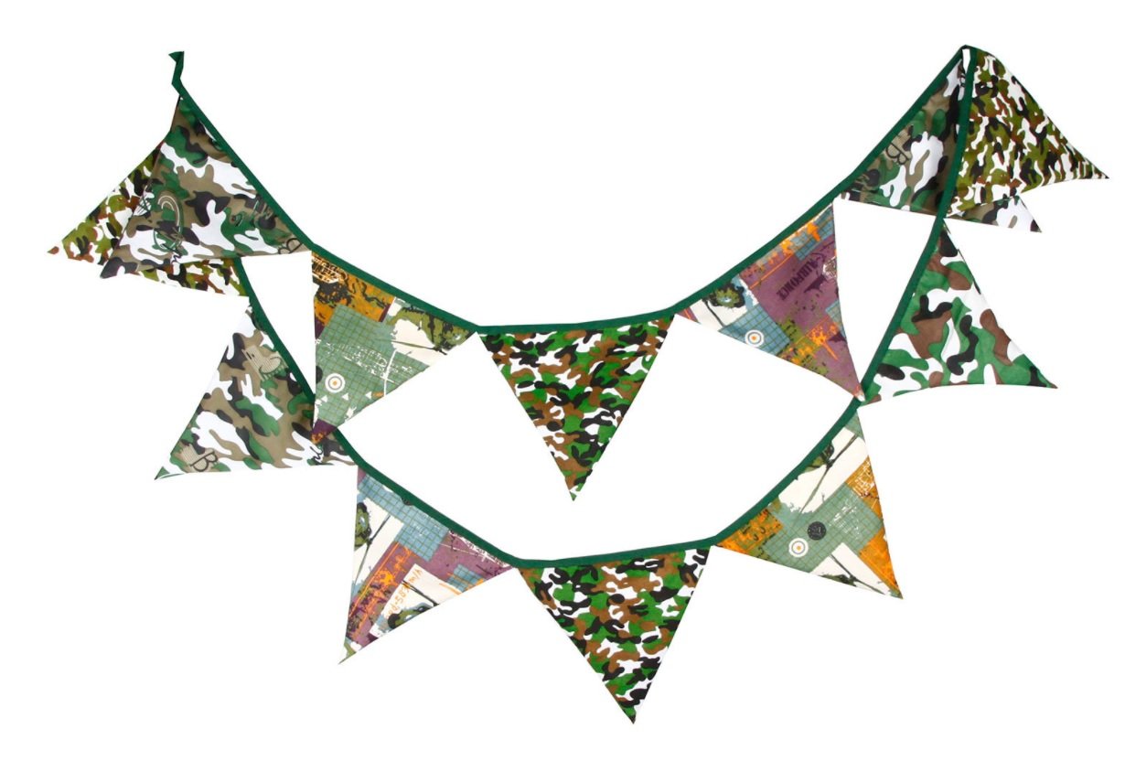 Multi Coloured Fabric Bunting For Party Birthday Wedding Anniversary Celebration Baby Shower (camouflage)