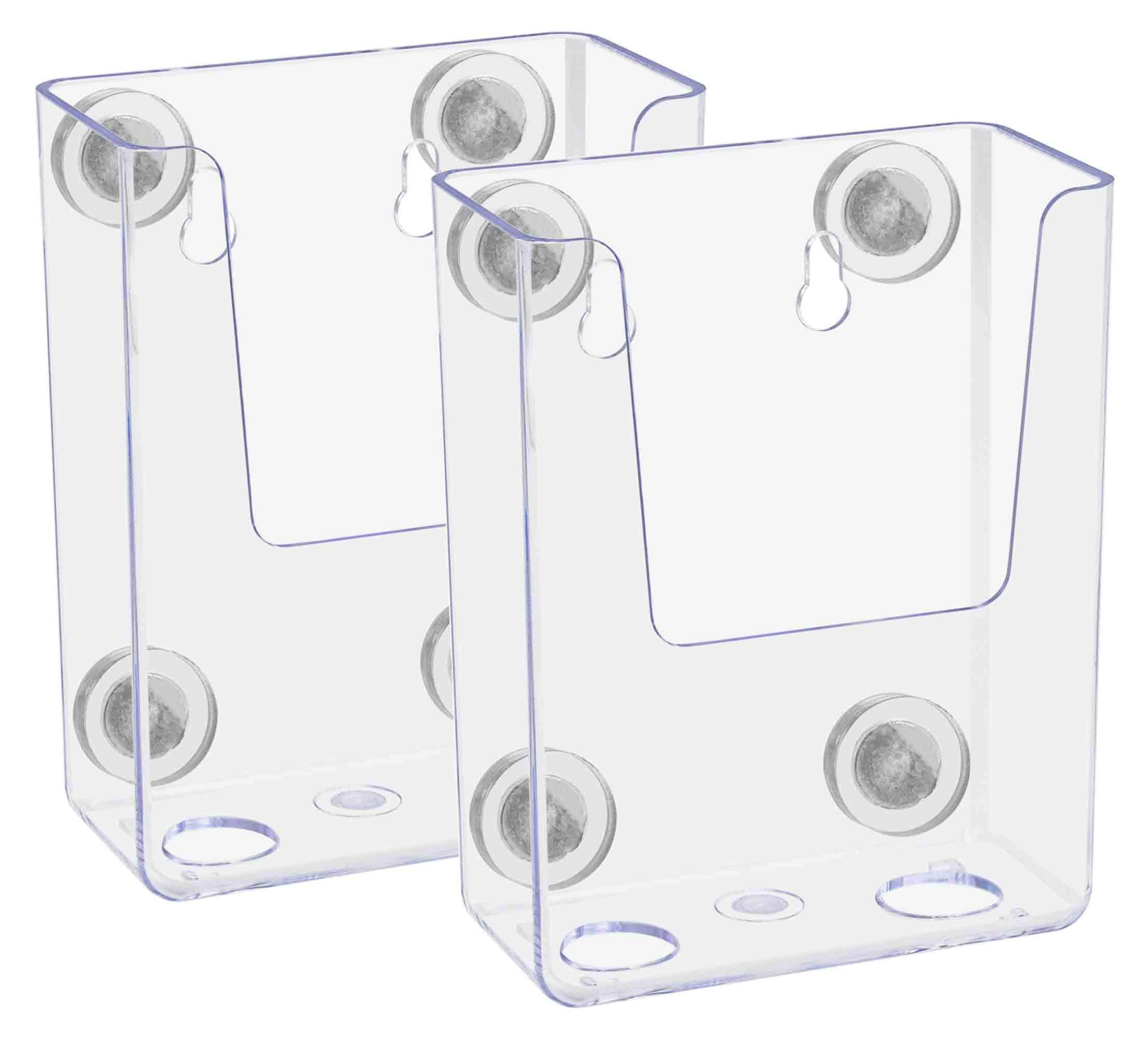 Marketing Holders 2 Pack Magnetic Vertical Business Card Pocket Holds 3.5 Inch Wide Clear Acrylic Sticker Index Cards or Brochure Holders Retail Shops
