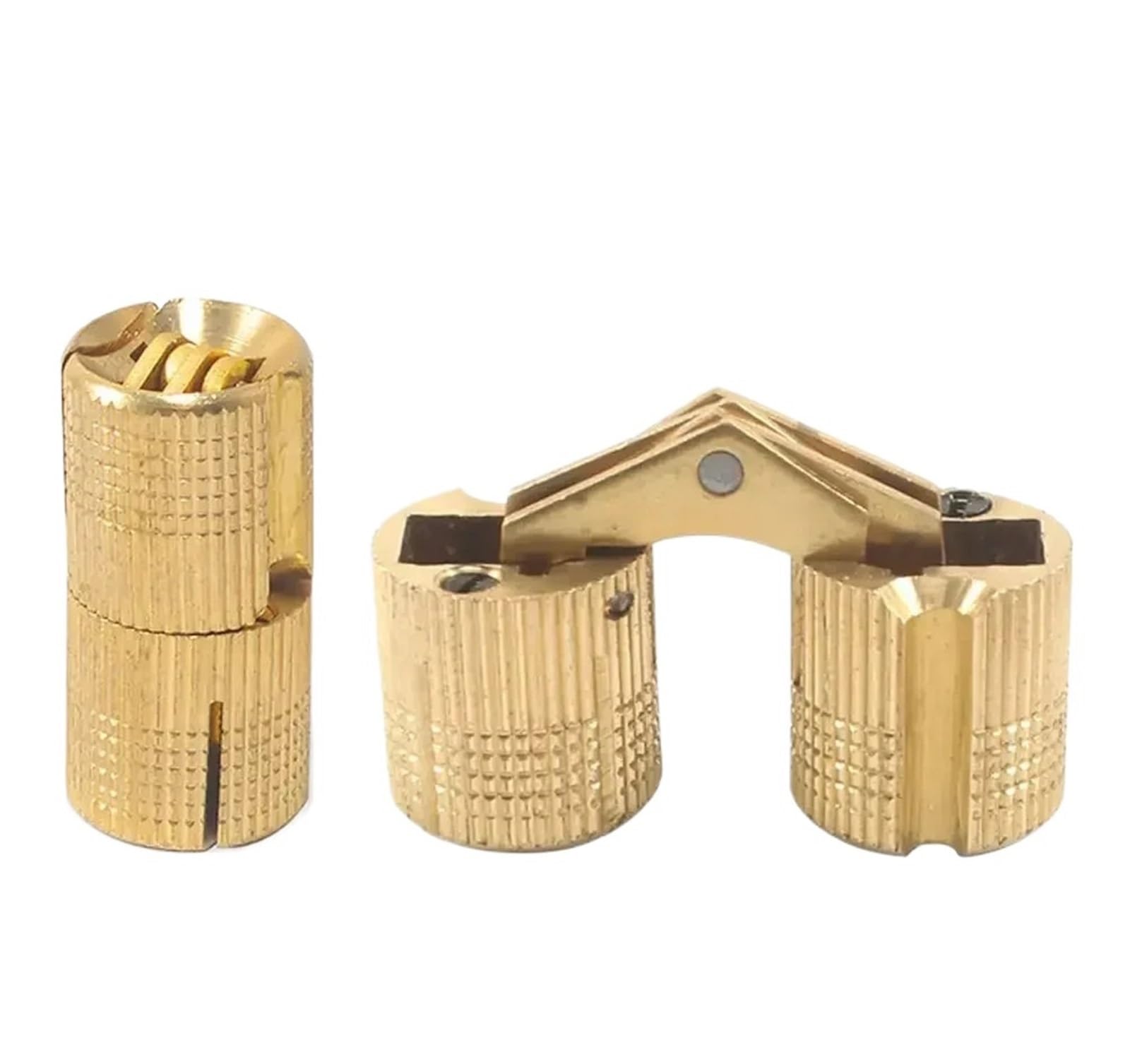 Barrel Hinge, 4 Pcs Golden Copper Barrel Hinges Concealed Invisible 8-16mm for Cabinet(12mm)
