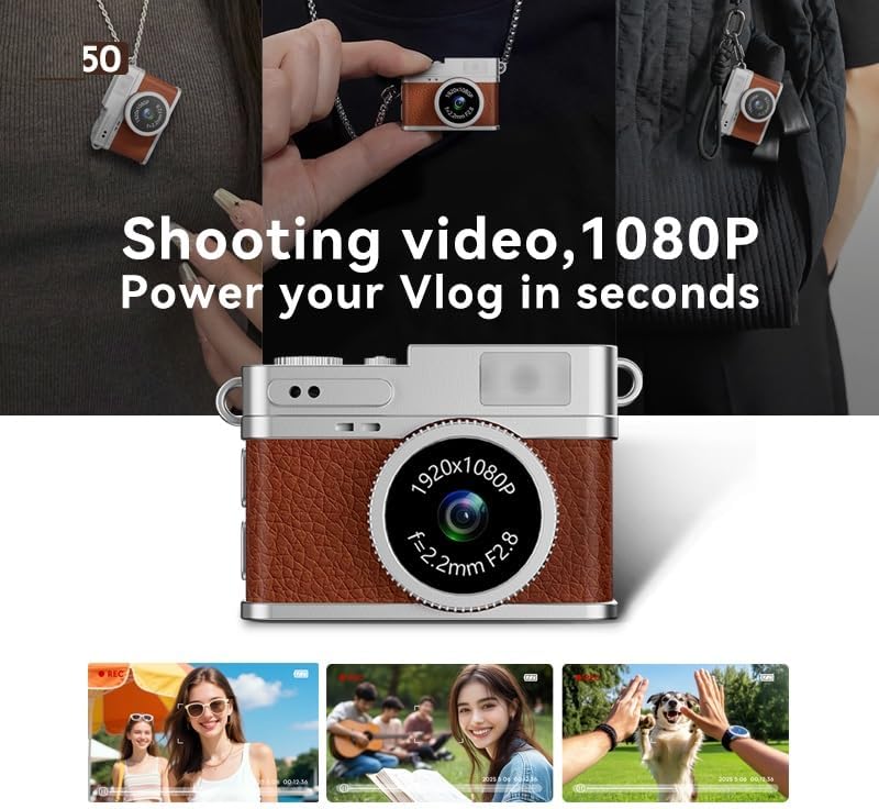 Miniatura 3 de Mini cámara con llavero, 1080P 2MP Mini cámara digital retro - Pequeñas cámaras pequeñas portátiles, micro cámaras de video compactas vintage con