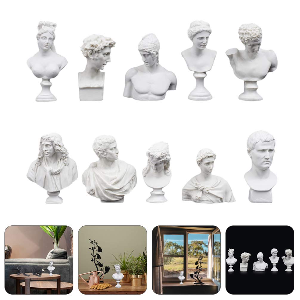 EXCEART 10 Pièces Bustes Grecs en RéSine: Mini Figurine De Mythologie Grecque, Petite Statue De Grec, Buste De RenomméE Mondiale pour La DéCoration De Votre Maison Ou De Votre Bureau