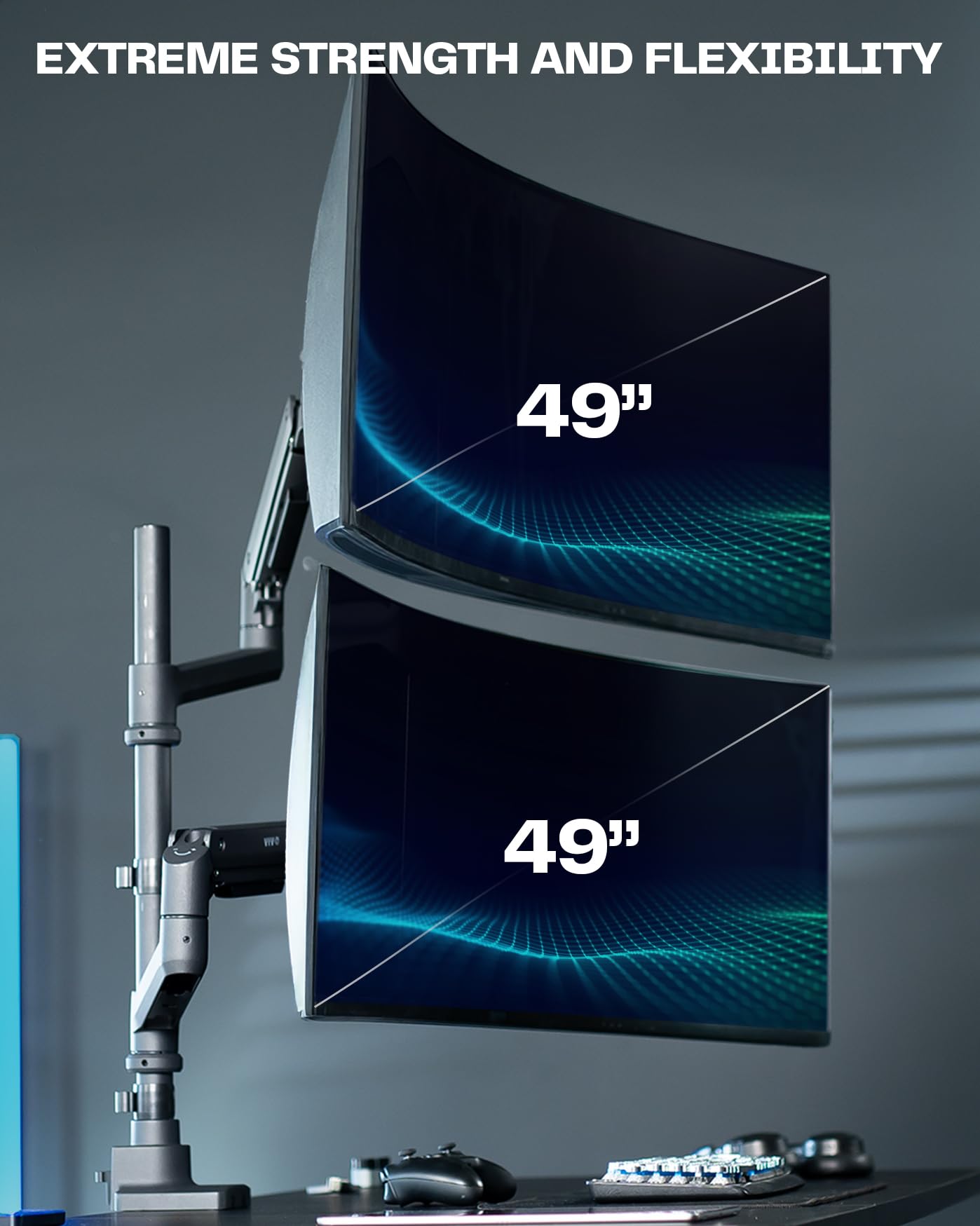 VIVO uchwyt pneumatyczny Dual Ultrawide do 49 cali 20 kg czarny STAND-V120K