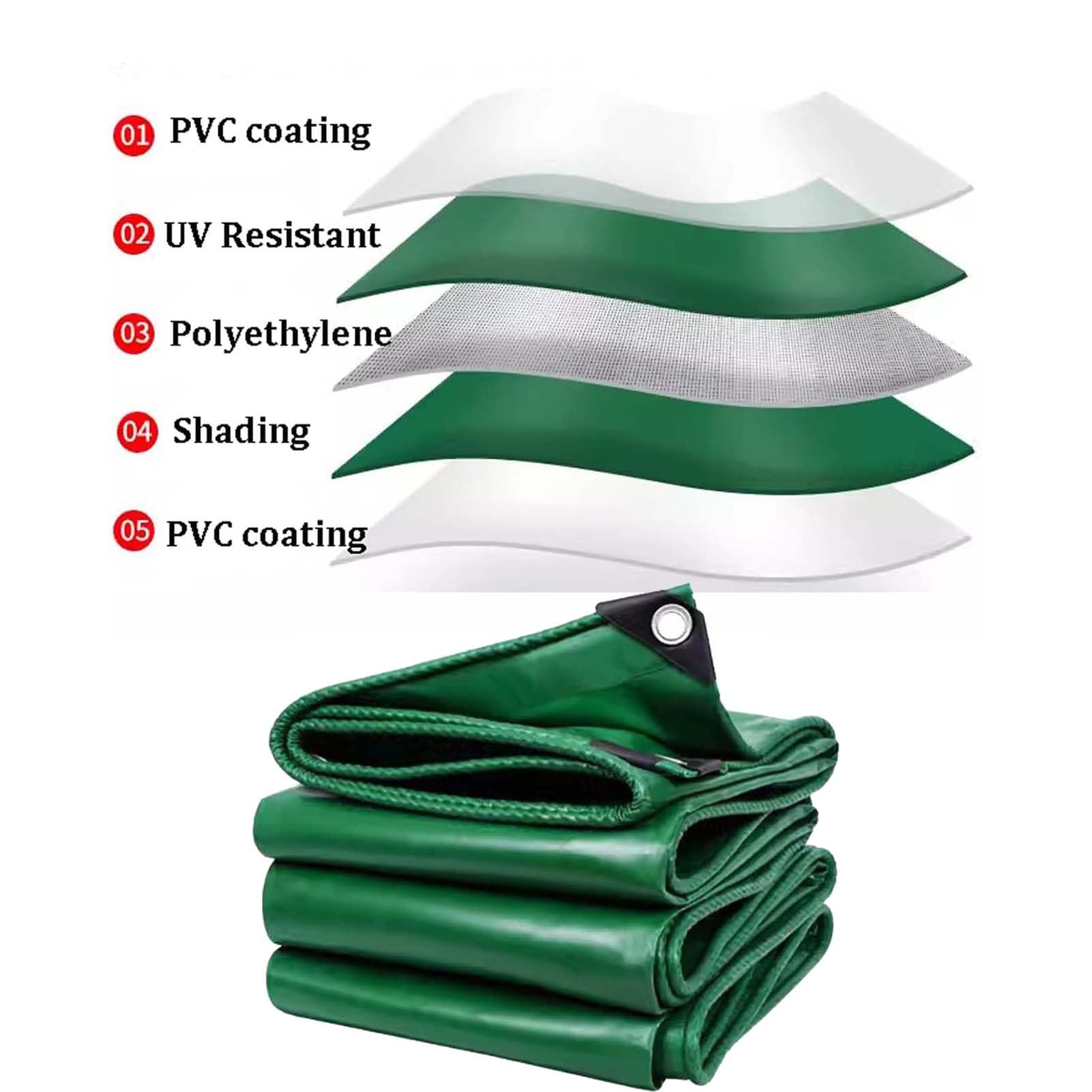 Bâche imperméable 500 g/m² 5 x 6 m en PVC avec œillets et coins renforcés – Parfaite pour le camping, le jardinage et la protection extérieure