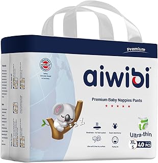 AIWIBI Royal Comfort Baby Nappy Pants, Size 5 (12–17 kg), 40 Count, Ultra Thin, Super Absorbent, 360° Stretchy Waistband, Hypoallergenic Training Underwear
