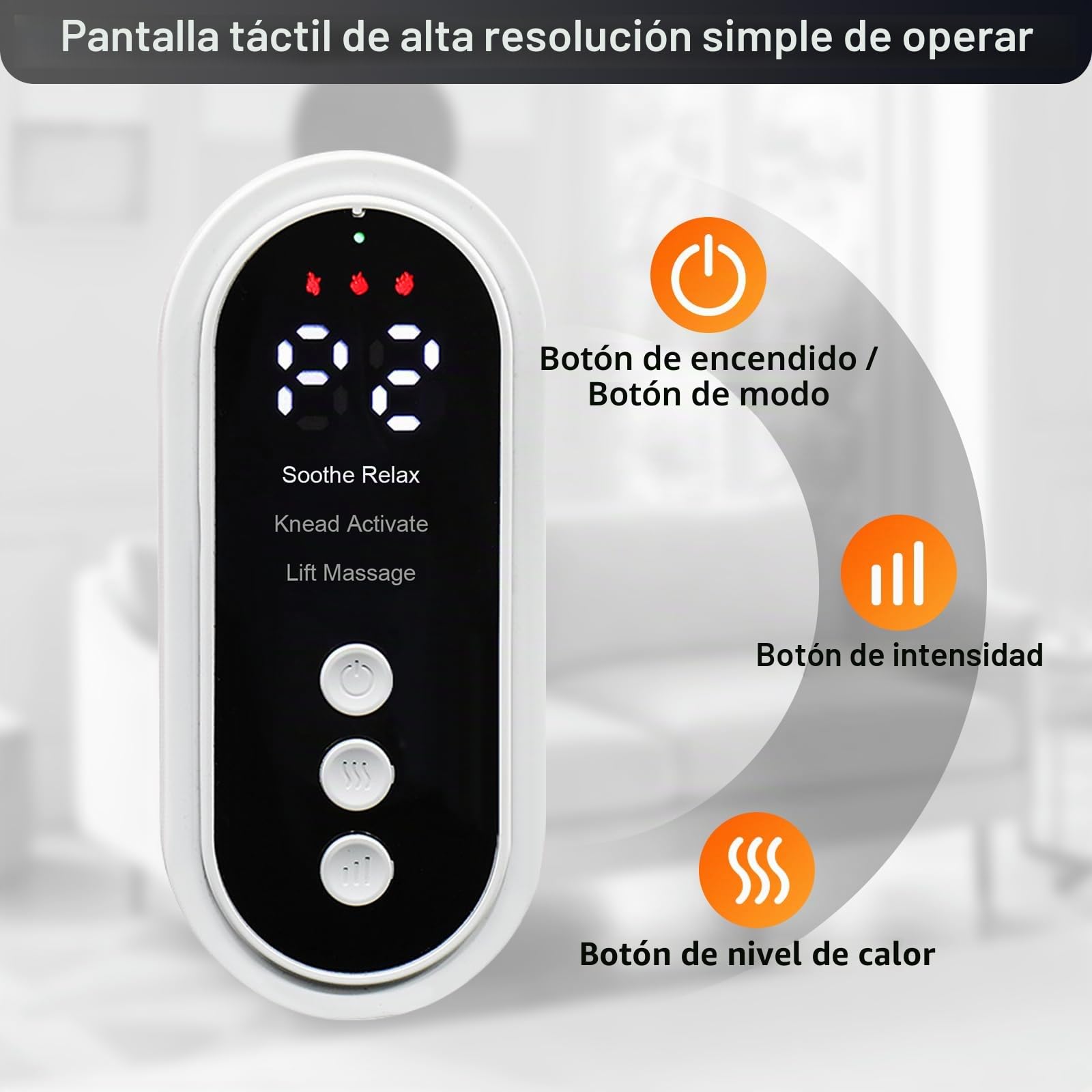 Masajeador de Piernas, Masajeador de Pantorrillas con 3 Modos de Masaje, 3 Niveles de Intensidad, 3 Funciones de Calor Tamaño Ajustable Regalo para Madre, Padre o Personas Mayores (1 Unidad)