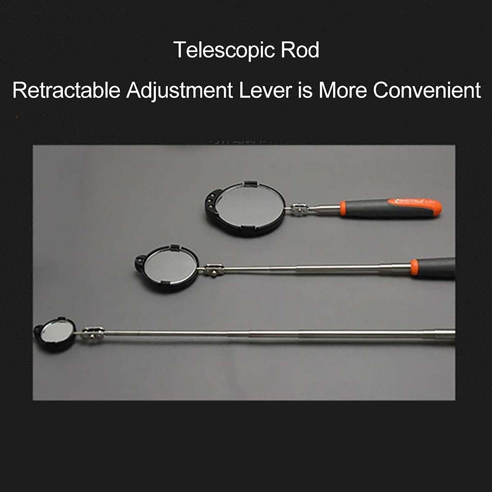 Espejo De Inspección Telescópico De 3 Piezas, Espejo De Inspección Inferior del Vehículo con Luz Led para Reparación De Automóviles, Longitud Telescópica 760 Mm/940