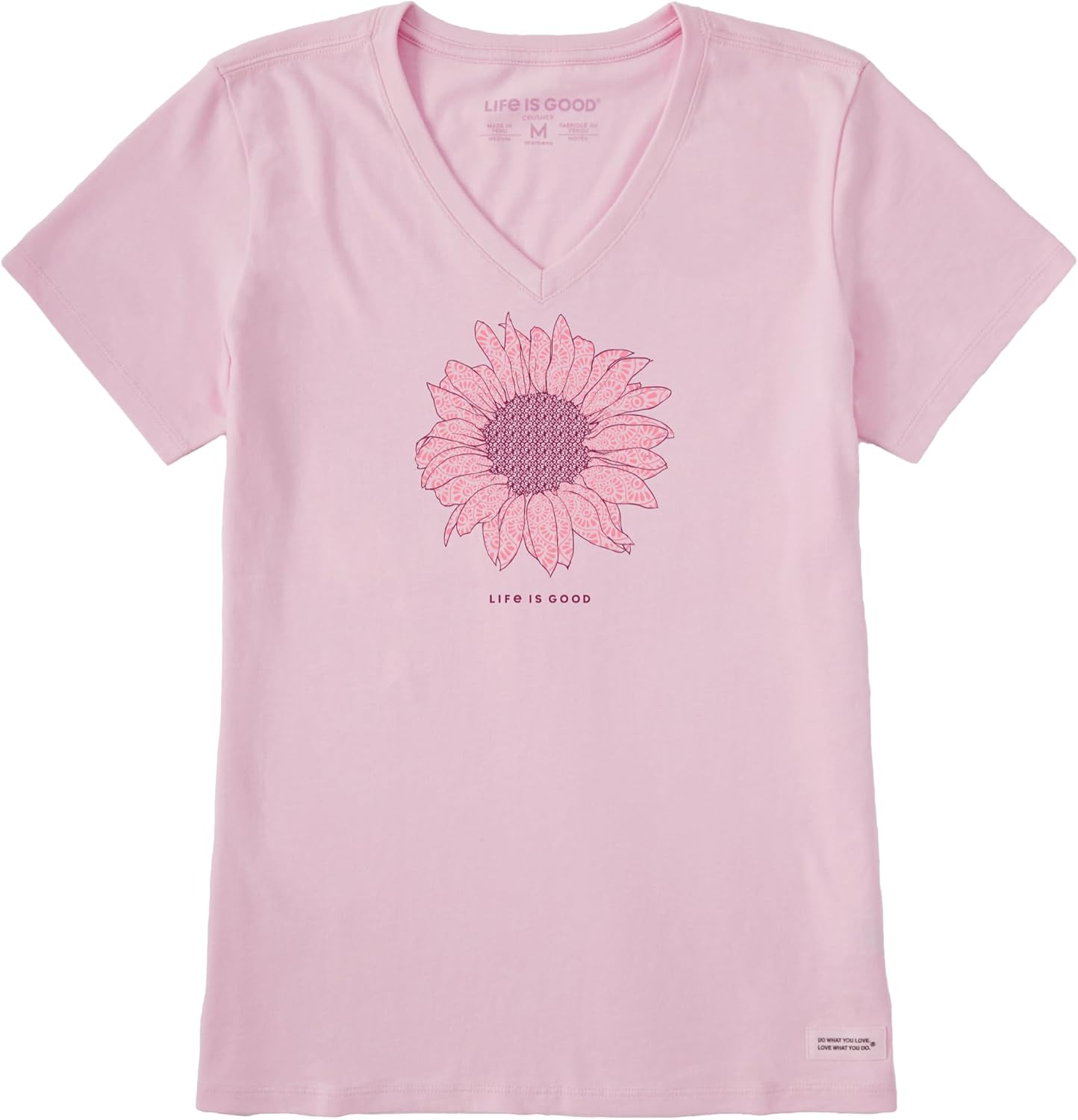 Life is Good Women’s Crusher Tee, Short Sleeve Cotton Graphic T-Shirts, French Sunflower
