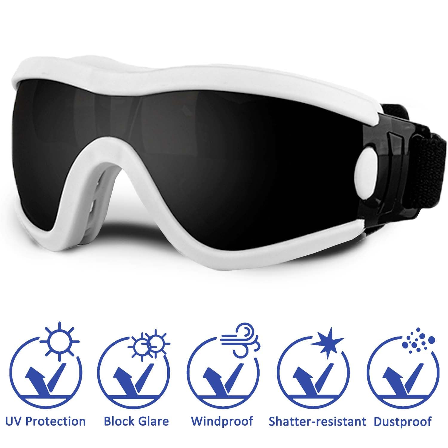 Medium Dog Sunglasses with Adjustable Strap UV Protection, Winproof Puppy Sunglasses - Image 2