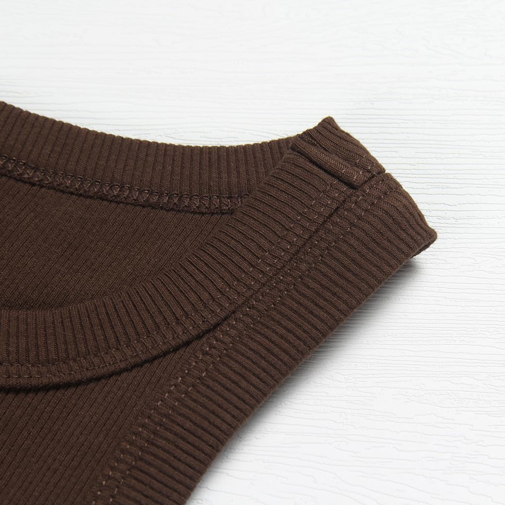 GEMBERA Womens Sleeveless Racerback High Neck Casual Basic Cotton Ribbed Fitted Tank Top - Image 2