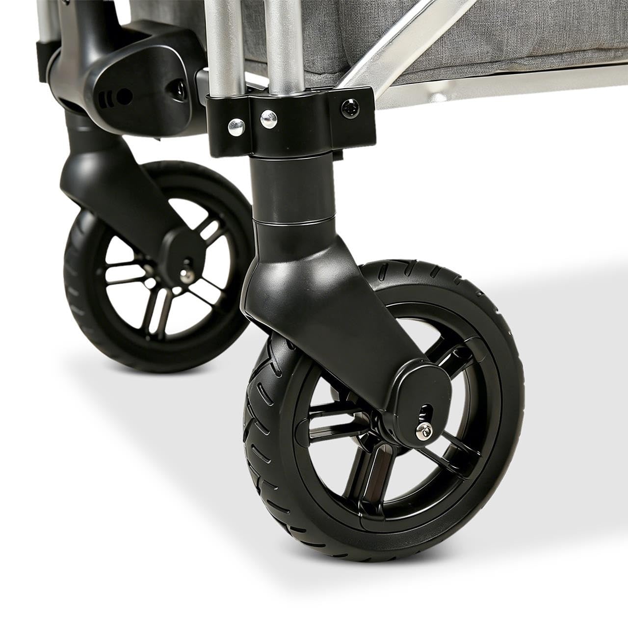 FUXLIFE Chariot Pliable Enfants FX-CTL950 Gris – Chariot de Transport avec Toit Solaire, Harnais 5 Points, Roues à Suspension