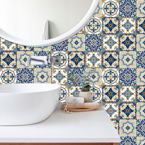 Image of Moroccan Tile Stickers Peel and Stick | Waterproof Self Adhesive Wall & Floor Decor | Kitchen Backsplash, Bathroom & Furniture Sticker Roll | 60 cm x 200 cm | Pack of 1 12.92 Square feet