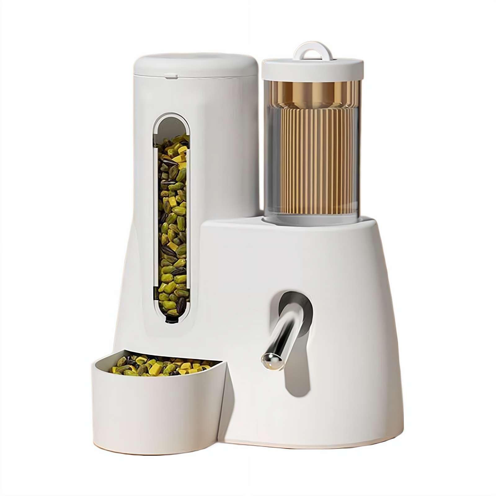 Hamster Water Bottle & Food Bowl Combo 3oz/100mL - Leak-Proof Dual Chamber Dispenser with Chew-Proof Steel Spout, Weighted Base for Dwarf Hamster & Mice Essentials