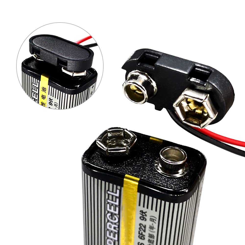VWEICYY 9 Volt Battery Connectors,100 PCS TType 9 Volt Battery Buckle Connector Hard Buckle