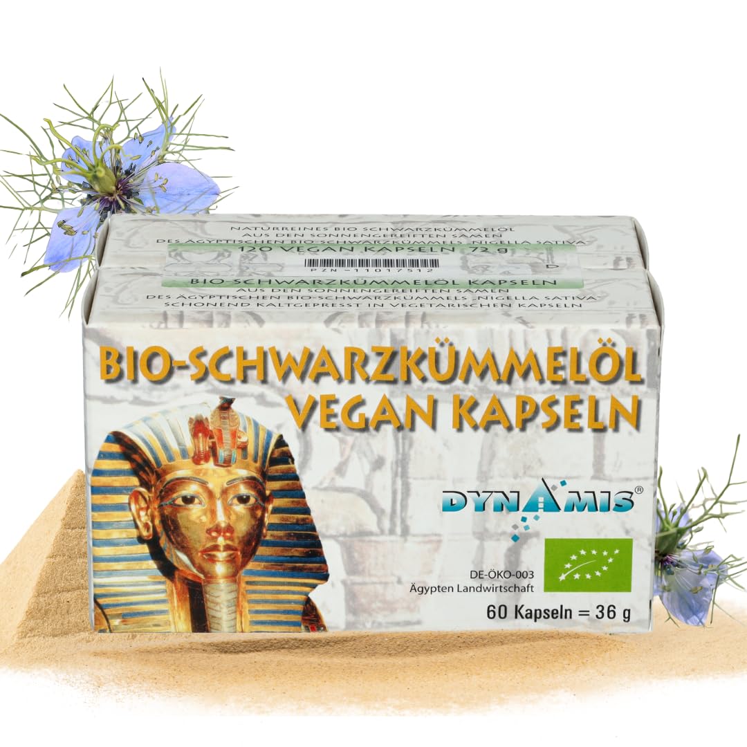 DYNAMIS Bio Schwarzkümmelöl Kapseln Vegan 120 Stück – Kaltgepresst & Nativ – 100% Rein