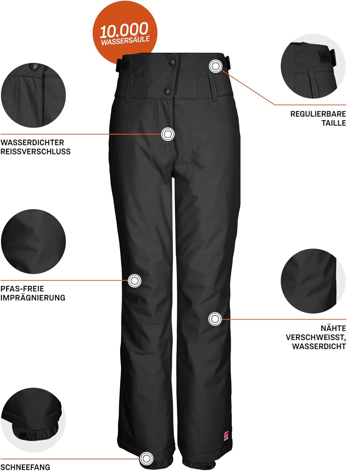 killtec KSW 212 GRLS SKI PNTS 43649-000 Girl's Ski Trousers with Snow Guard Black 164