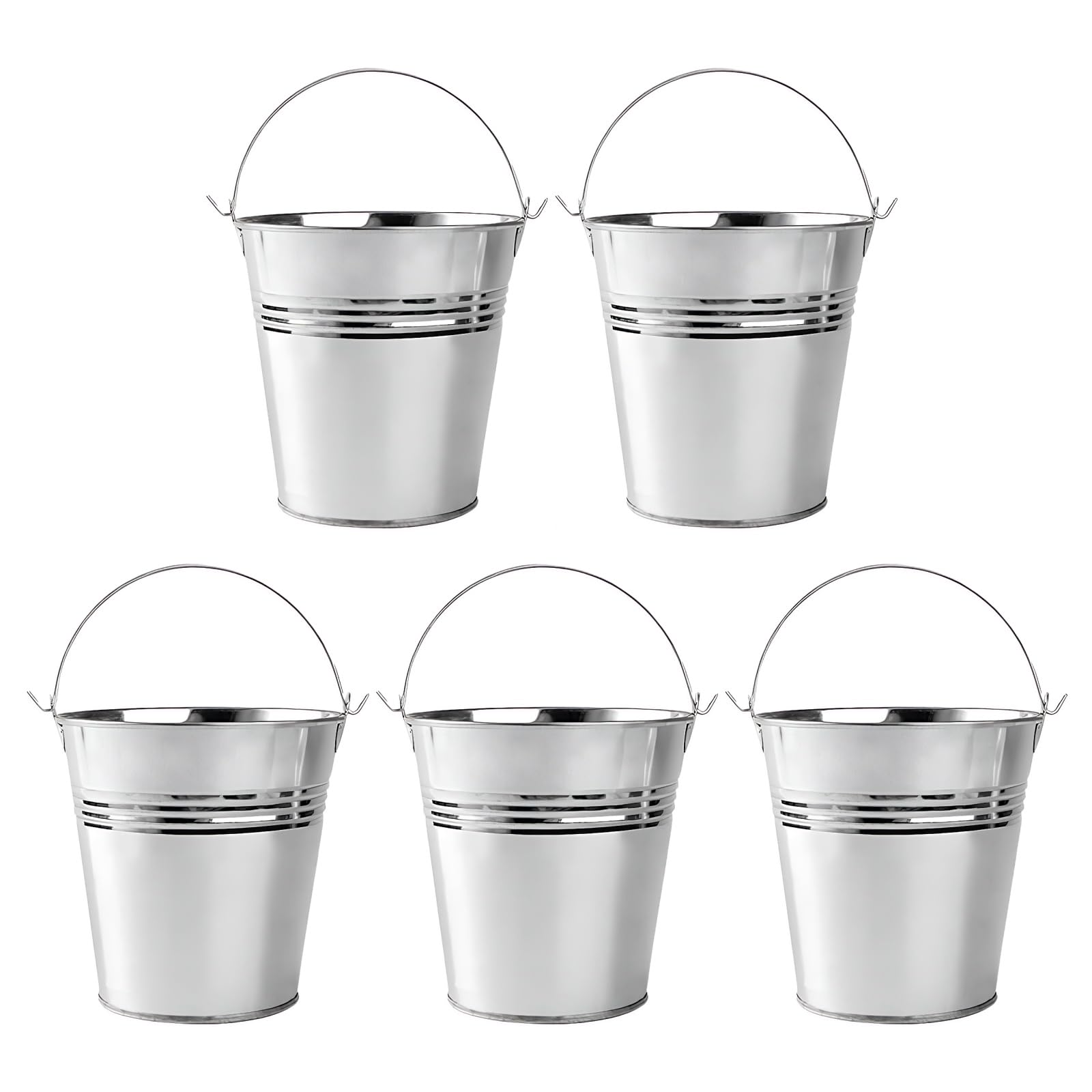 Didiseaon Small Ice Bucket with Handle: 5pcs Metal Bucket Mini Drinks Beverage Holder Tinplate Container Portable Snack Storage for Cocktail Bar Parties Serving French Fries Ice Cubes