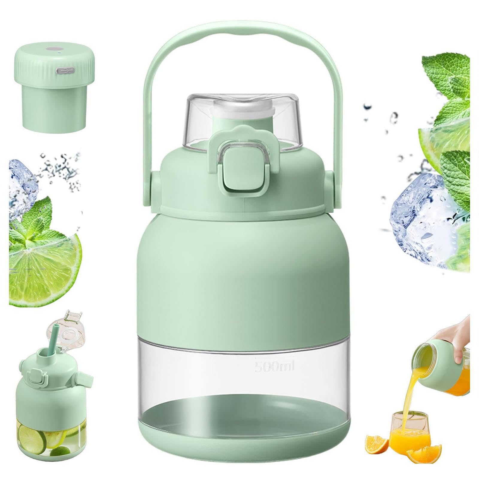 Tazza frullatore portatile per frullati, senza BPA, 500 ml, multiuso, da viaggio, per succhi e frullati freschi, adatto per cucina domestica e uso in viaggio (1 pezzo)
