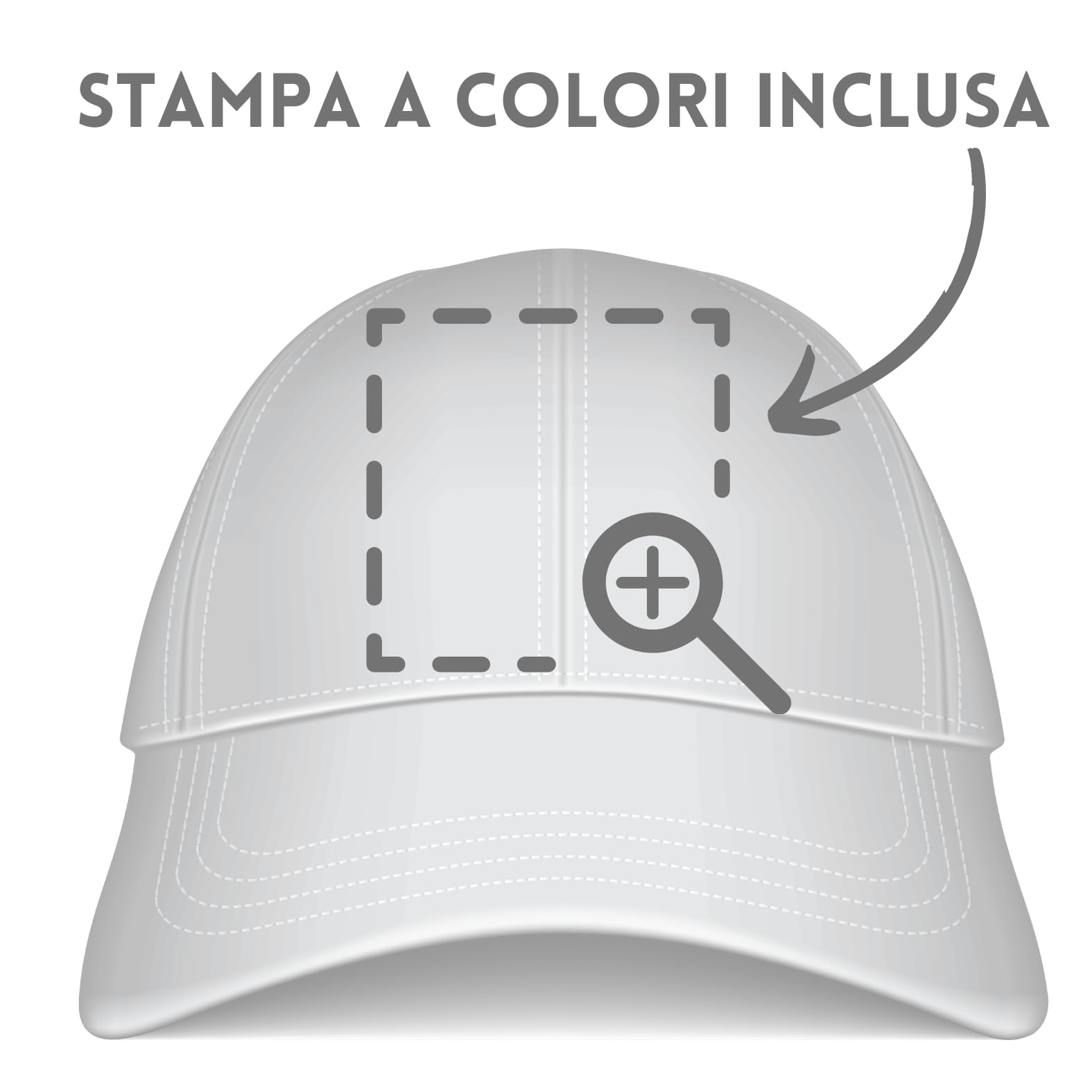 Stock da 10 Cappellini Personalizzati Bianchi con Logo Gadget Personalizzabili Promozionali con Stampa per Eventi, Gite, Fiere, Aziendali Berretti Pubblicitari da Uomo e Donna Stampati con Visiera