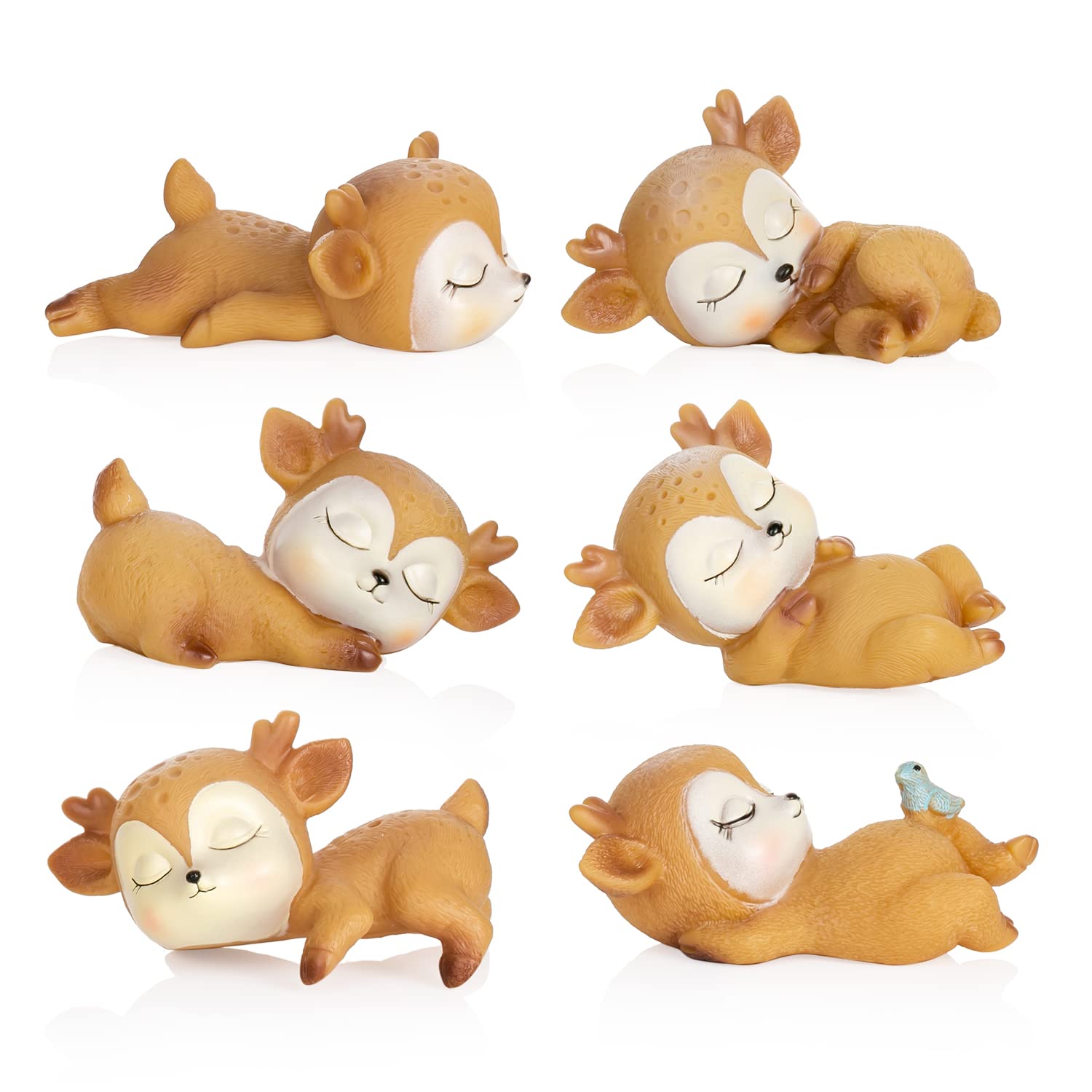 Baby Hirsch Figuren Cake Topper Set – 6-teilige Waldtier-Deko Für Kuchen, Cupcakes & Babyparty