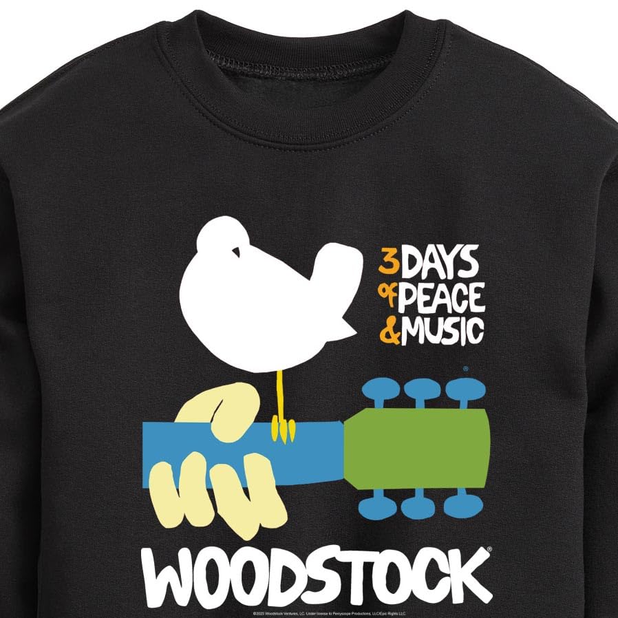 HYBRID APPAREL Woodstock - Guitar - 3 Days of Peace & Music - Toddler & Youth Crewneck Fleece Sweatshirt3