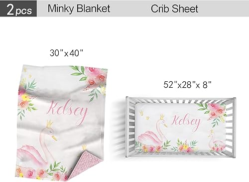 Miniatura 4 de Juego de ropa de cama personalizado para cuna para niñas bebés, juegos de ropa de cama personalizados para cuna con nombre, juego de ropa de cama de