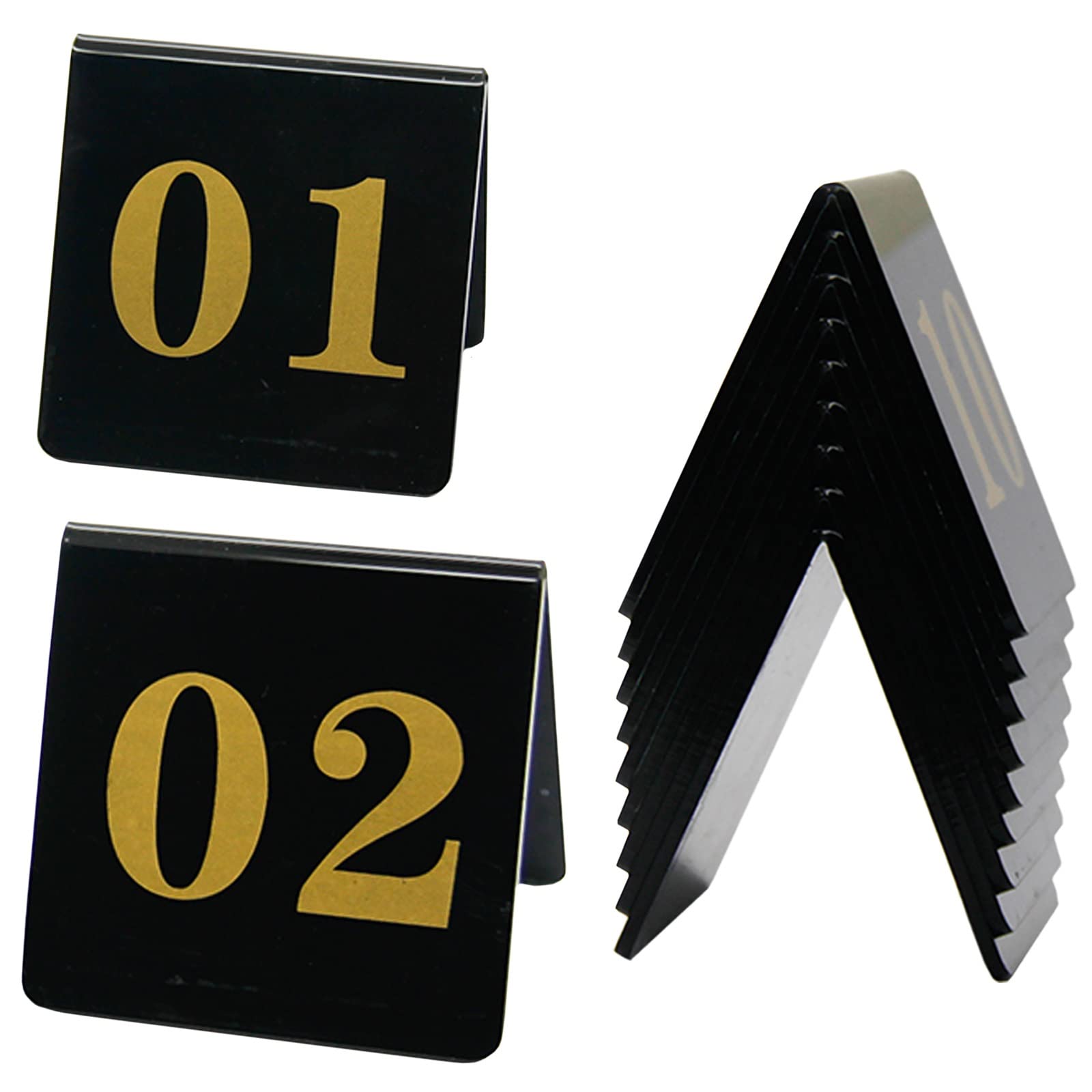 MYUYEE Acrylic Tent Style Table Number, Number Tags For Weddings Receptions, 8X8Cm, Double-Side Numbers 1-100, Stackable Storage, Space Saving, Digital Restaurant Card (1 To 100-8X8Cm)