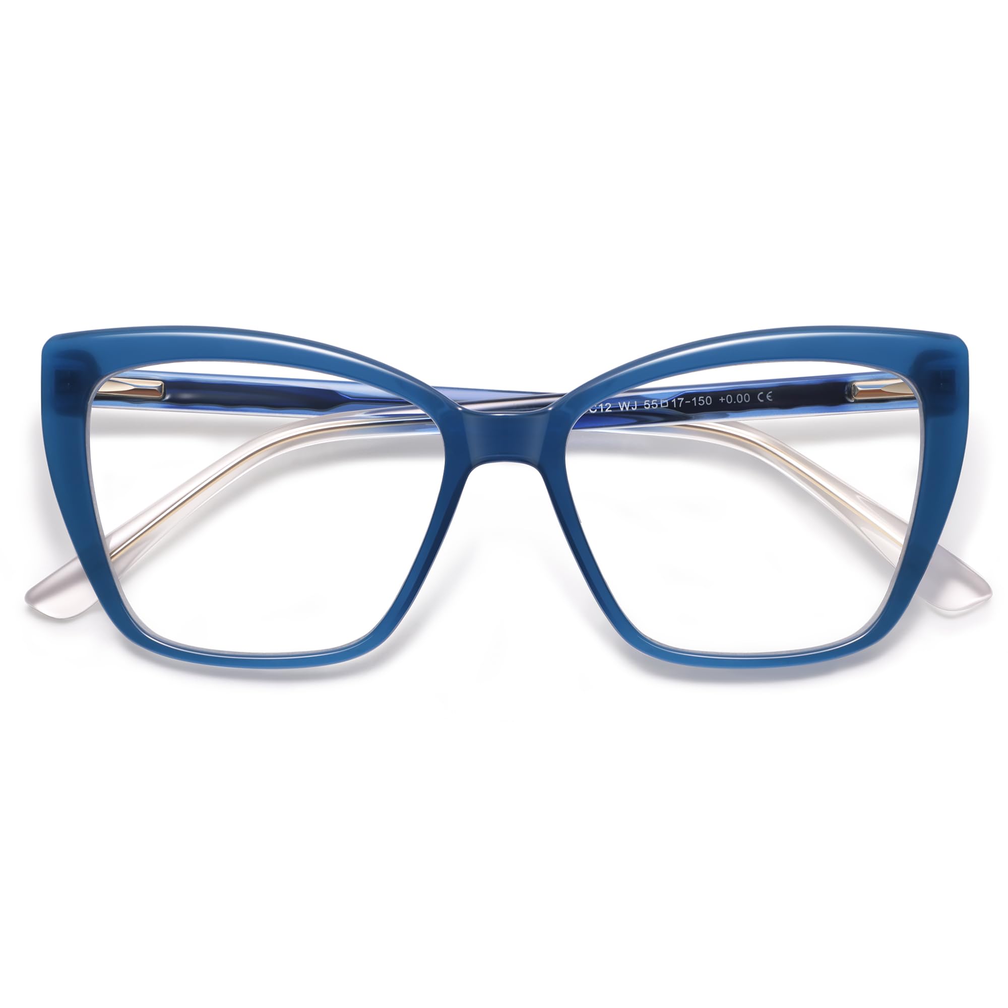 Photo 1 of AMOMOMA Trendy TR90 Oversized Blue Light Reading Glasses Women,Stylish Square Cat Eye Glasses AM6031 Milky Blue 3.0x