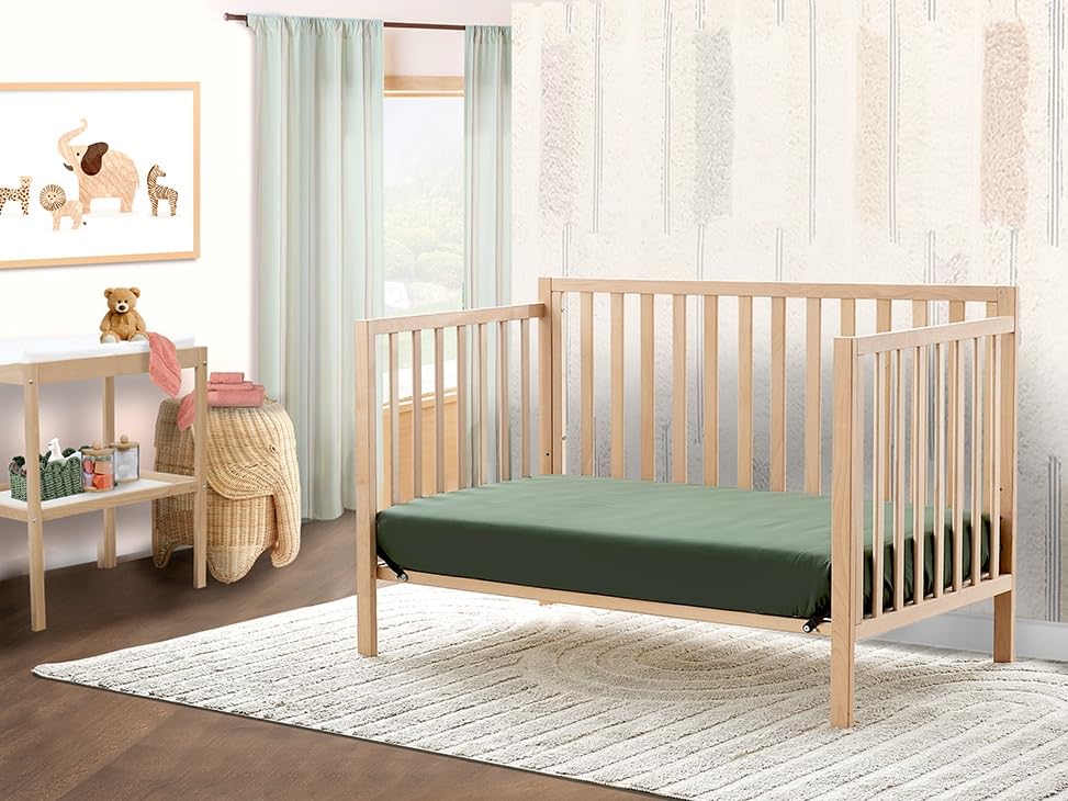 Sorelle Essex Euro 4-in-1 – Nursery Furniture Set, Wooden Baby Crib with Non-Toxic Finish, Integrated, Toddler Bed, Daybed, and Full-Size Bed Conversion Kit – Natural