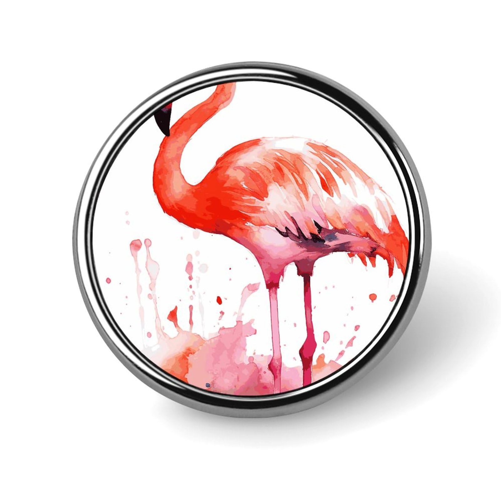 Exquisite Watercolor Flamingos Printed Round Brooch - A Must - Have Accessory for Trendy Women Ideal Gift for Valentine's Day, Birthday, Graduation