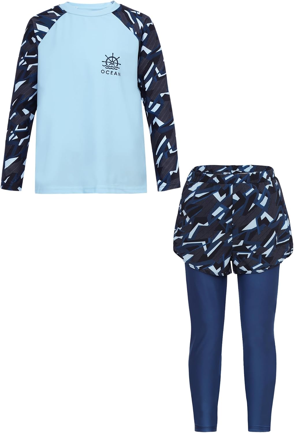 Boys Two Piece Bathing Suit Sun Protective Rash Guard Swimsuit Summer Beach Sports Swimwear
