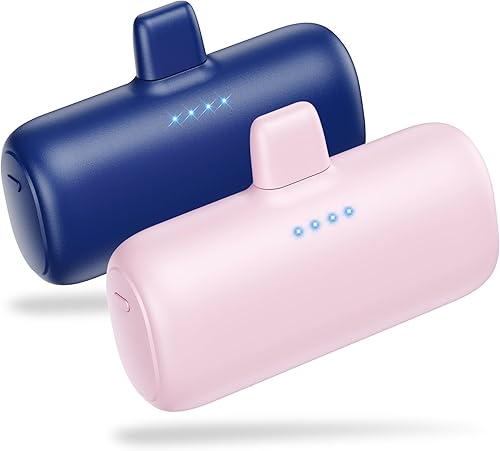 Miniatura 15 de [2-Pack] Mini Portable Charger for iPhone,5200mAh Ultra Compact PD Fast Charging Power Bank,Plug-in Battery Pack Travel Cordless Phone