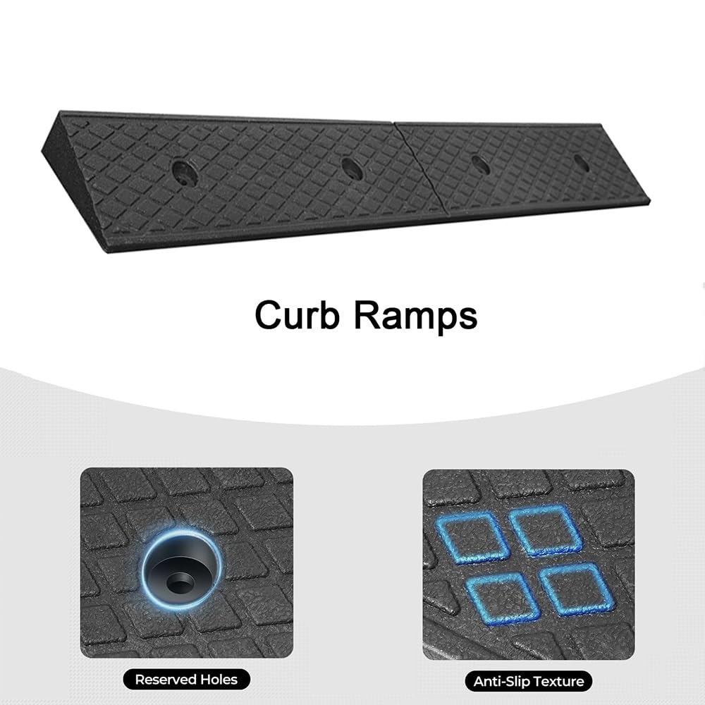 Rampas De Bordillo De Coche Rampas De Umbral De Goma Alto 3 4 5 6 7 8 9cm Rampa para Silla De Ruedas Antideslizante Rampa De Acceso Portátiles para Coches(39x6x1.5in/100x15x4cm)
