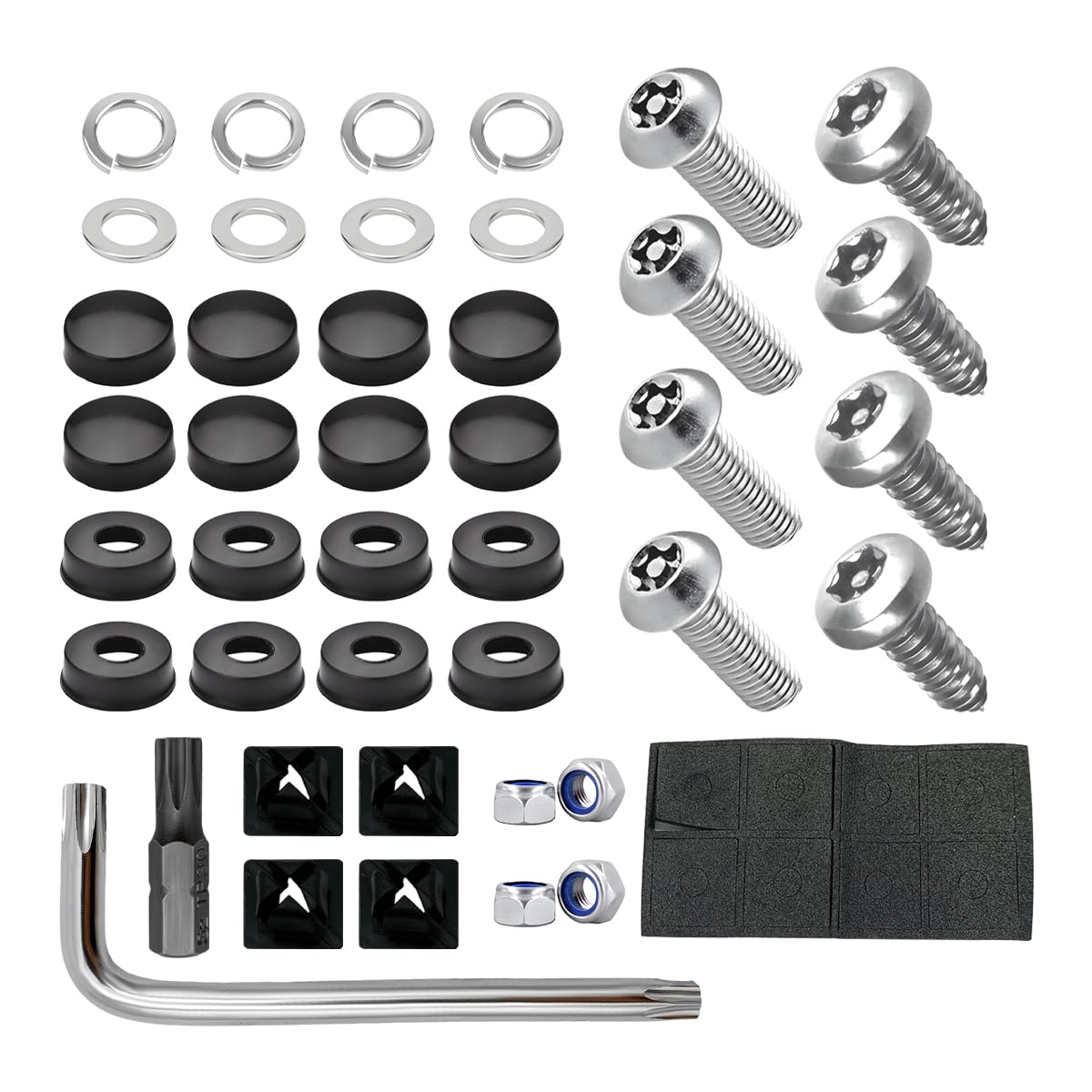 MUQIDA Anti Theft License Plate Screws Kits, Rustproof Stainless Steel Car Tag Plate Security Hardware, M6 (1/4") Tamper Proof Screw Nut Cover for