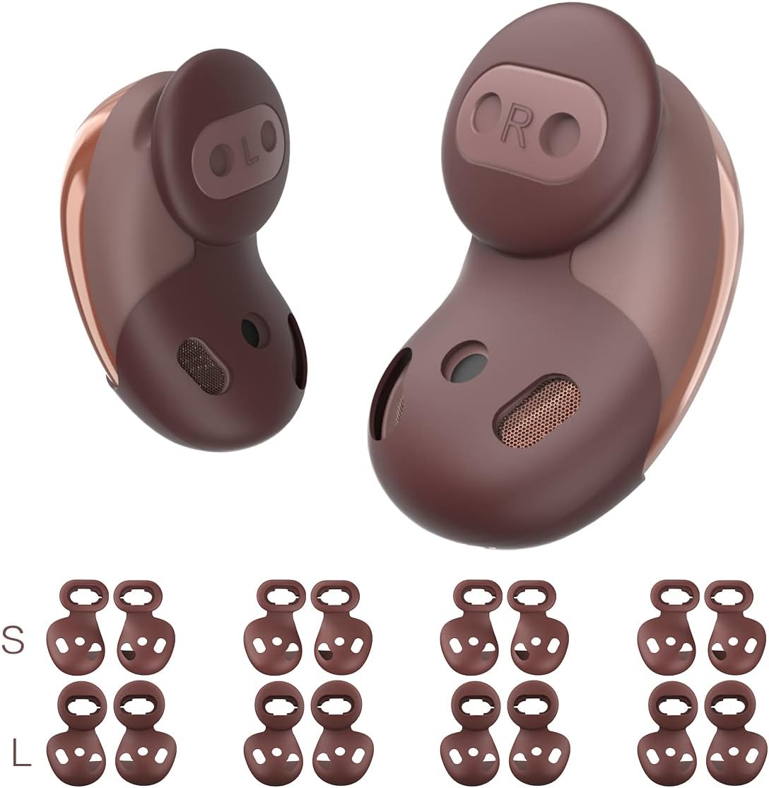 Samsung Galaxy Buds Live Ear Tips, Anti-Slip Silicone Ear Tips Cover Compatible with Samsung Galaxy Buds Live Earbuds Cover Accessories (Brown) (2 Sizes - S/L)