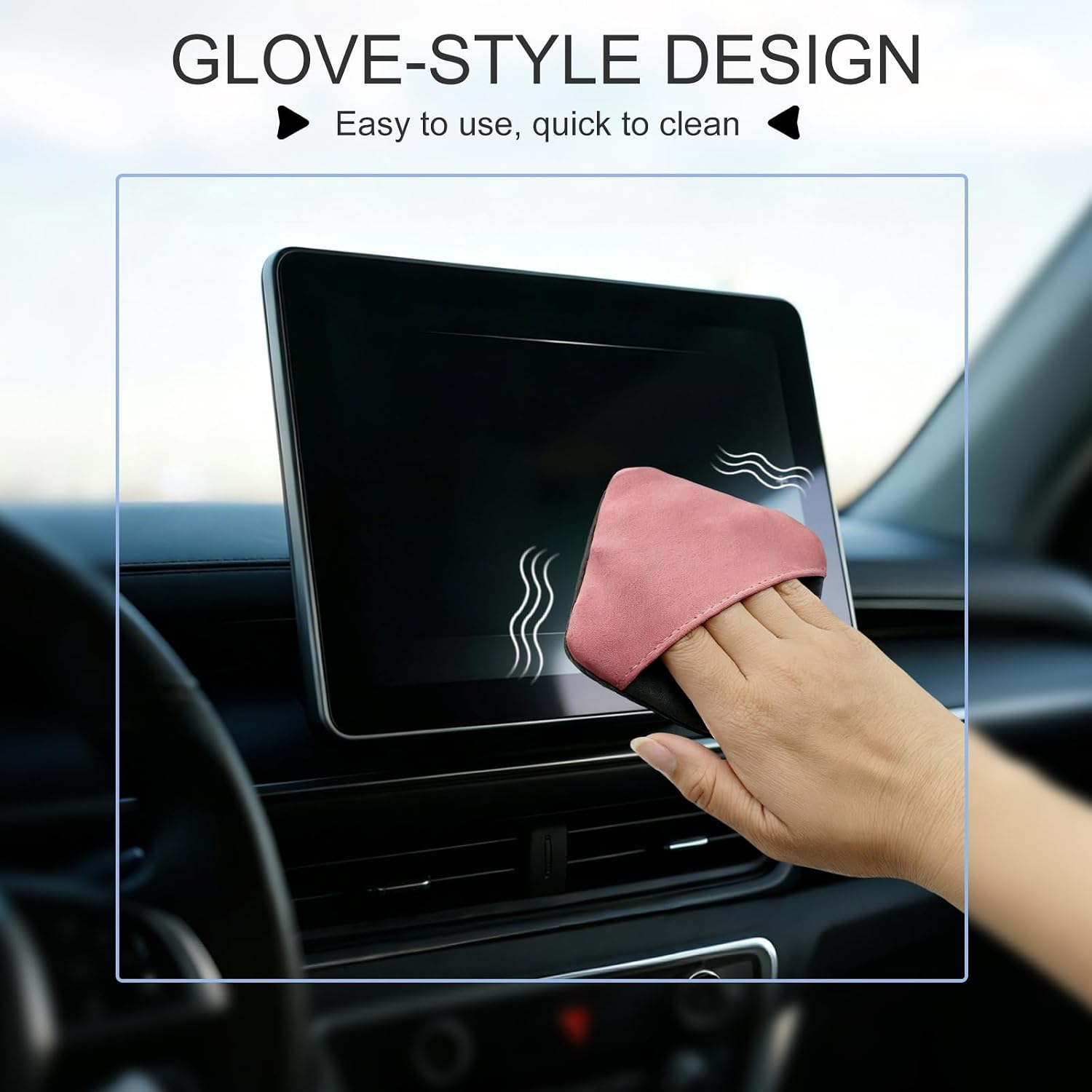 Car Screen Cleaner Foldable Microfiber Cleaning Pad for Touchscreen Square Non Scratch Wipes for Car Dashboard LCD Display Interior Auto Accessories (Pink) image 5