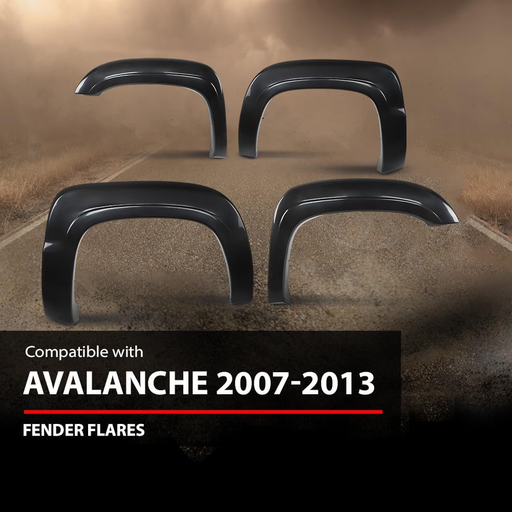 ANDPLAY Fender Flares Compatible with Chevy Avalanche 2007-2013 Black