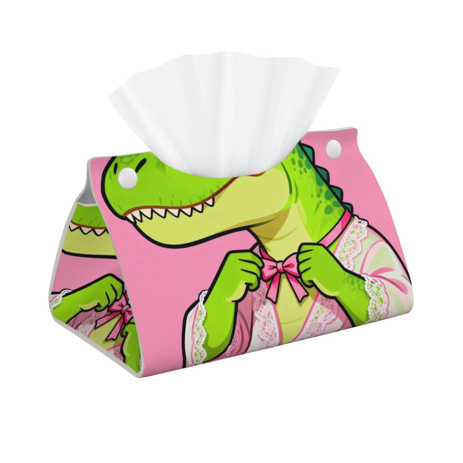 Lace Dinosaur Long Leather Tissue Box Cover-Waterproof PU Leather Tissue Holder for Bathroom, Decorative Rectangular Tissue Case