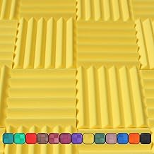 Soundproofing Acoustic Studio Foam - Yellow Color - Wedge Style Panels 12”x12”x2” Tiles - 4 Pack