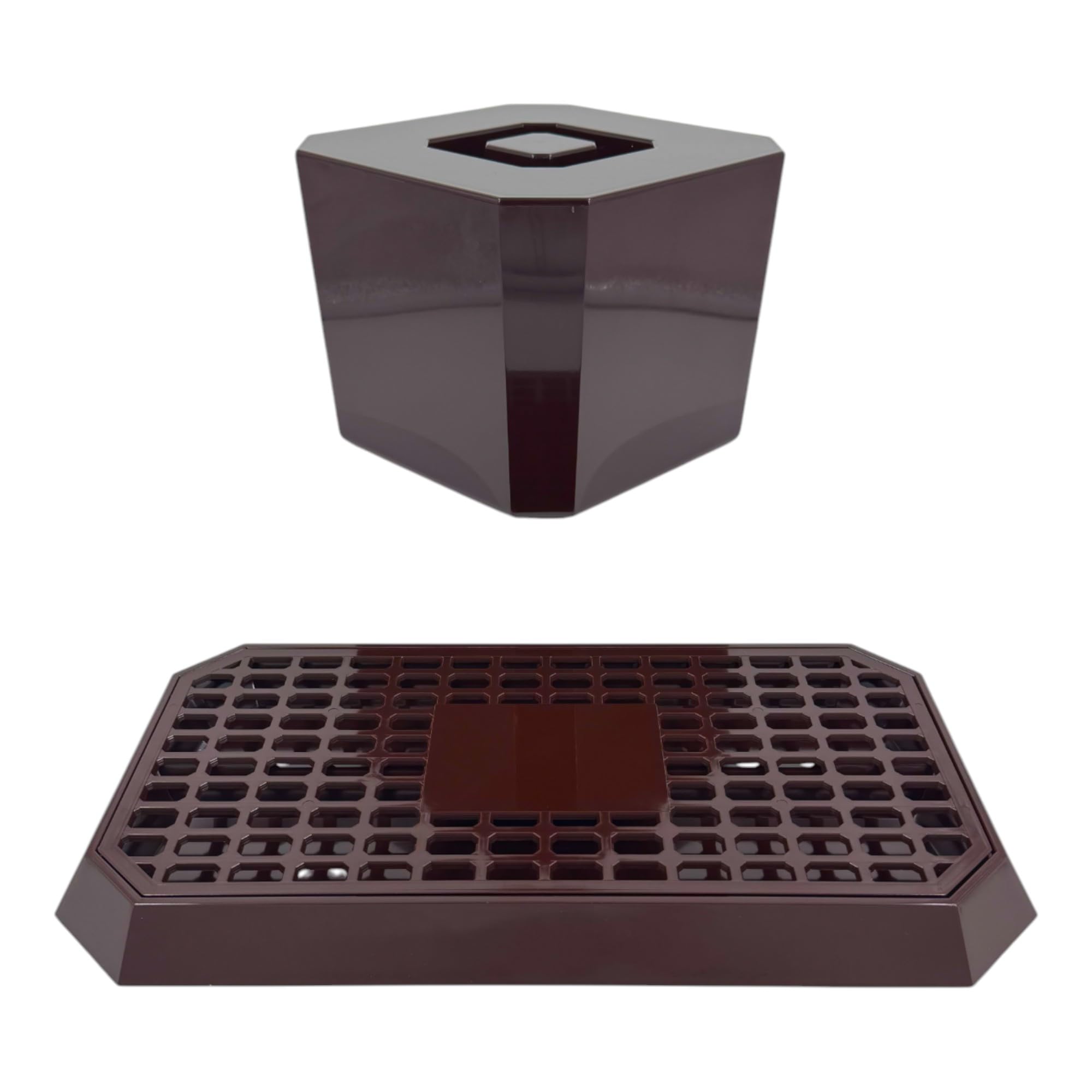 Chabrias Ltd Uni Bar Rectangular Plastic Drip Tray & Ice Bucket Essential For Nightclub Pub Restaurant (Brown) Made in England