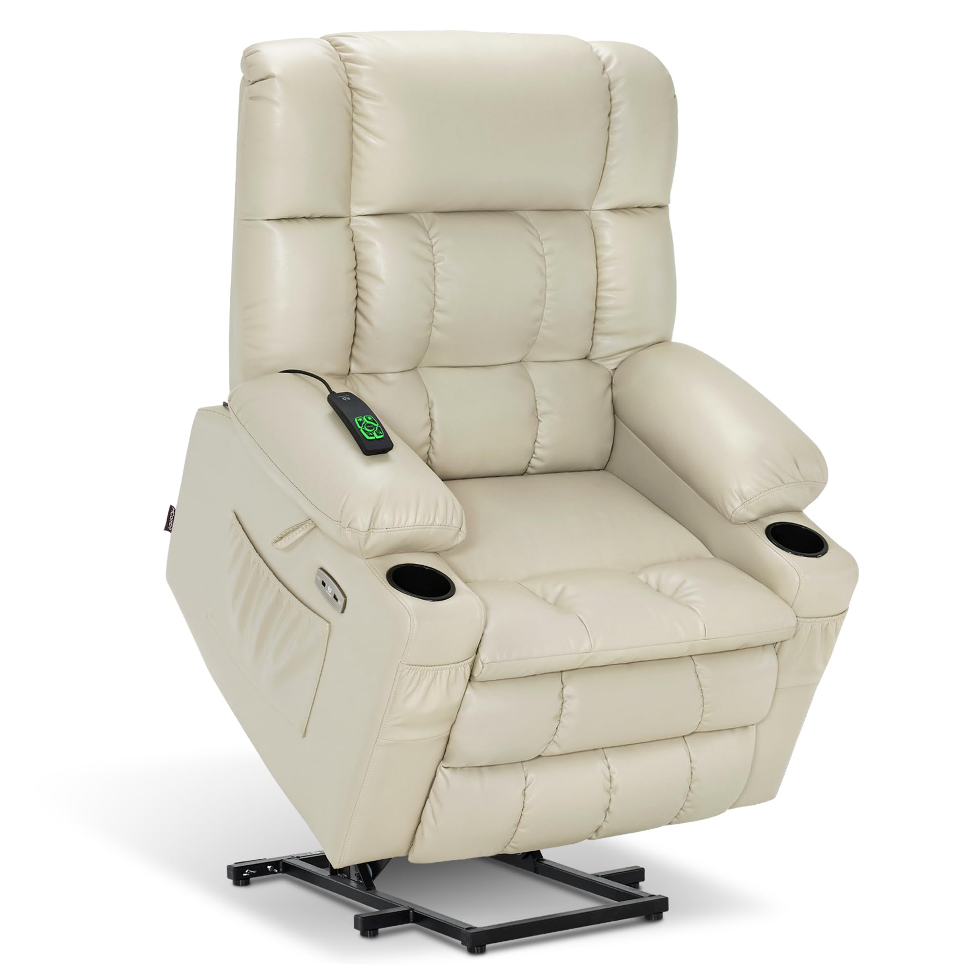MCombo Dual Motor Power Lift Recliner Chair for Elderly, Lay Flat Lift Chair with Heat and Massage, Cup Holders, USB Ports, Faux Leather 7890 (Cream White, Medium)The Forest Stewardship Council