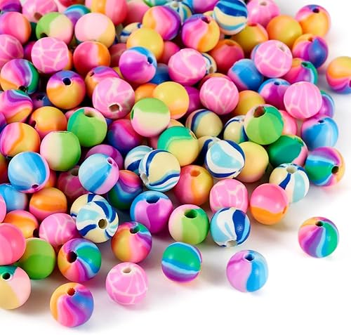 Miniatura 23 de Craftdady 200 cuentas sueltas de arcilla polimérica Plumeria Flower Spacer de 0.472 x 0.315 in, colores mezclados al azar, 5 pétalos, cuentas Flores
