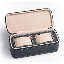 Leather Watch Display Box with Zipper Watch Storage Box Jewelry Collection Blue Watch Travel Box D 1