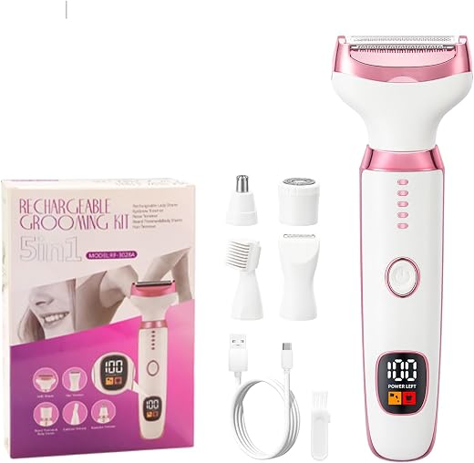 Ourcec Electric Razor Shavers for Women Wet/Dry 5 in 1 Bikini Trimmer Face Razors for Face Nose Eyebrow Arms Armpit Legs P...