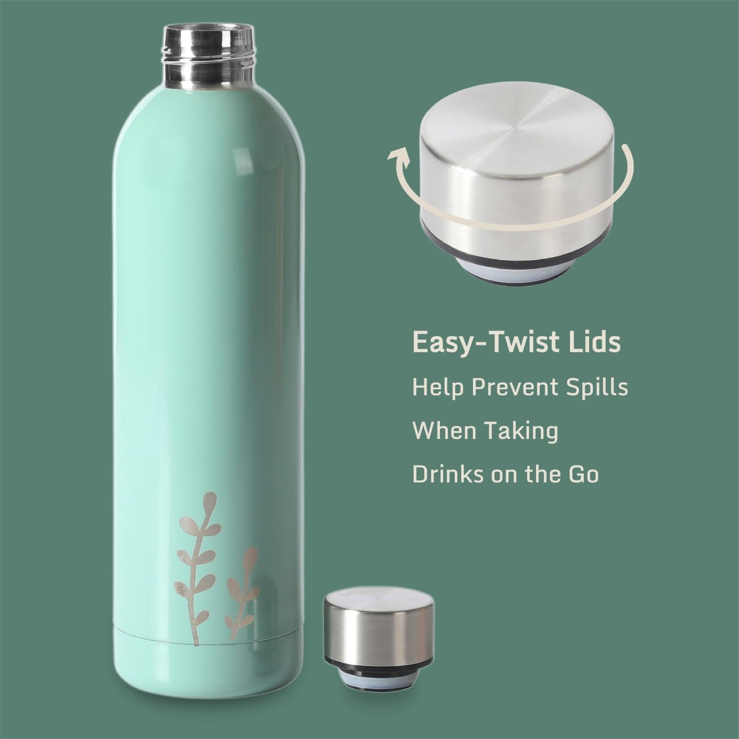 Bloomhouse Lush Forest 2 Pack 25 OZ Insulated Stianless Steel Thermal Water Bottle & Thermos