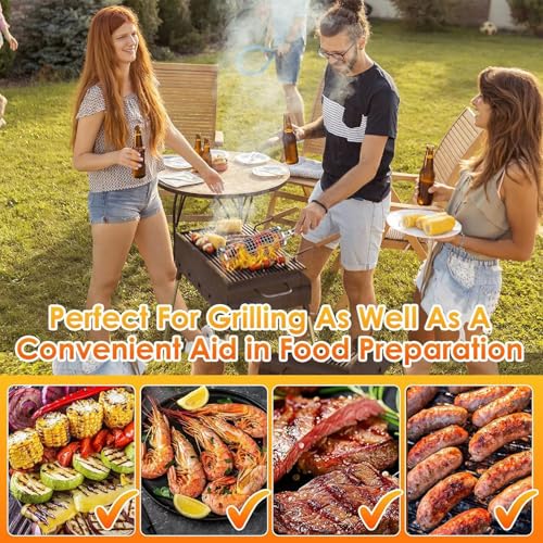 Cestas de parrilla nido de acero inoxidable con mango de madera para barbacoa de verduras y pescado 7