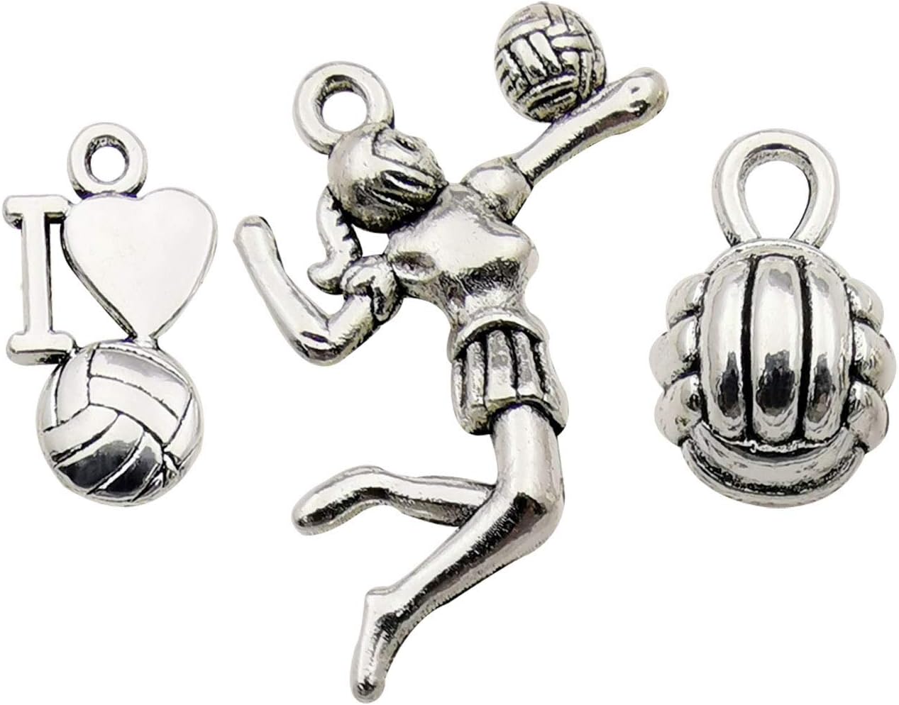 iloveDIYbeads Ball Sports Charms-45pcs Alloy Love Volleyball Ball Sports Fitness Charms Pendants Beads Charms for DIY Jewelry Making Bracelet Necklace Earrings Parts (M322)